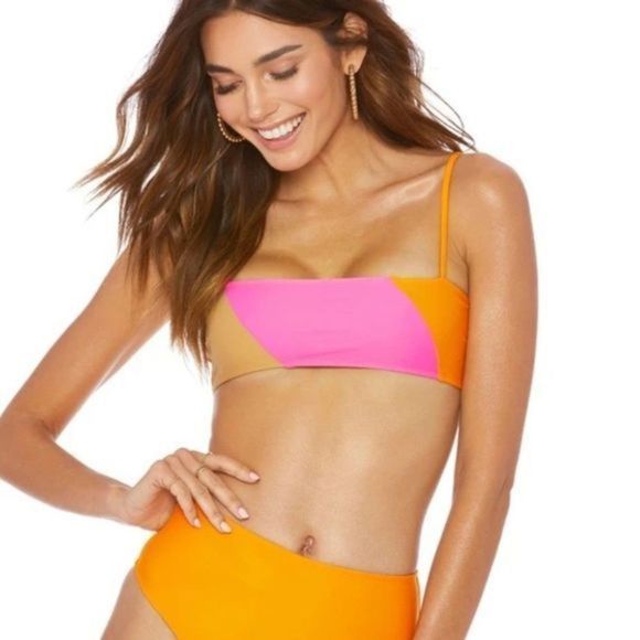 ELLEJAY Lauren Colorblock‎ Bikini Top NWT Sz L - Picture 1 of 4